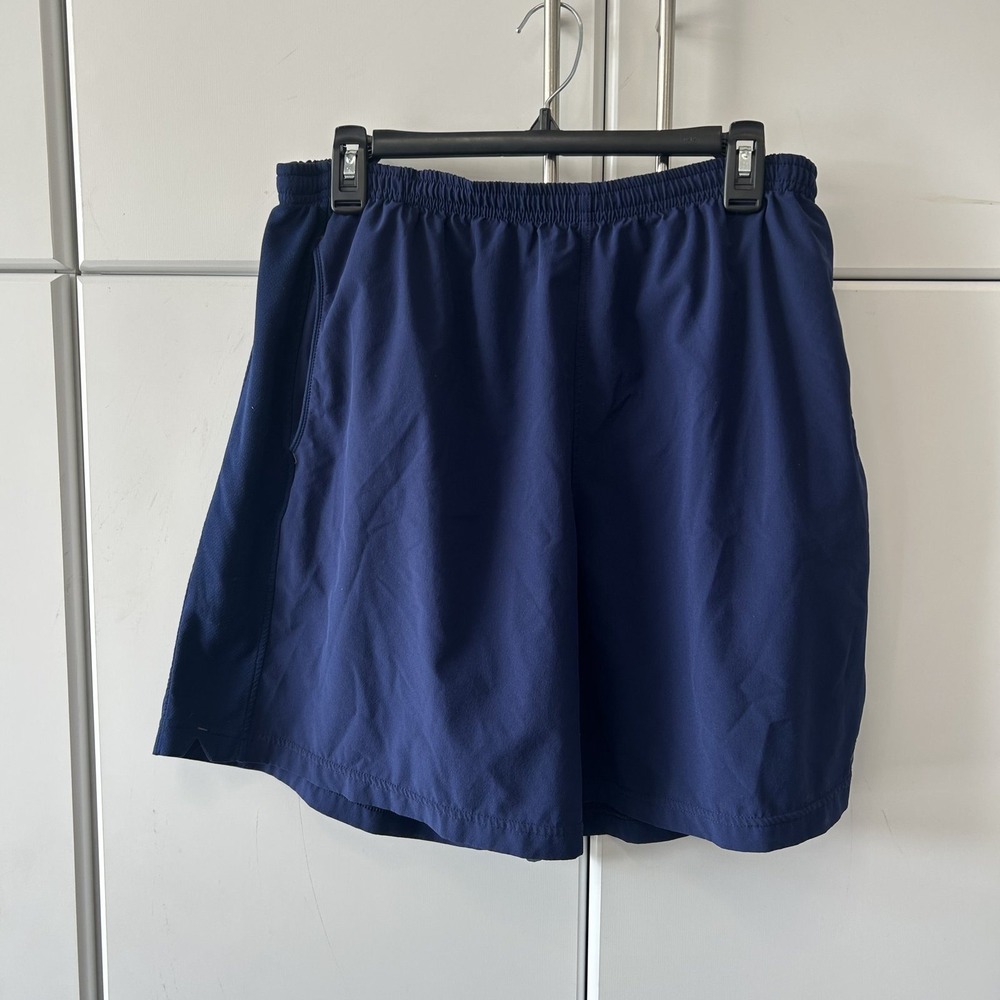 Brooks Mens Navy Blue Running Athletic Shorts Zippered Pocket Size XL